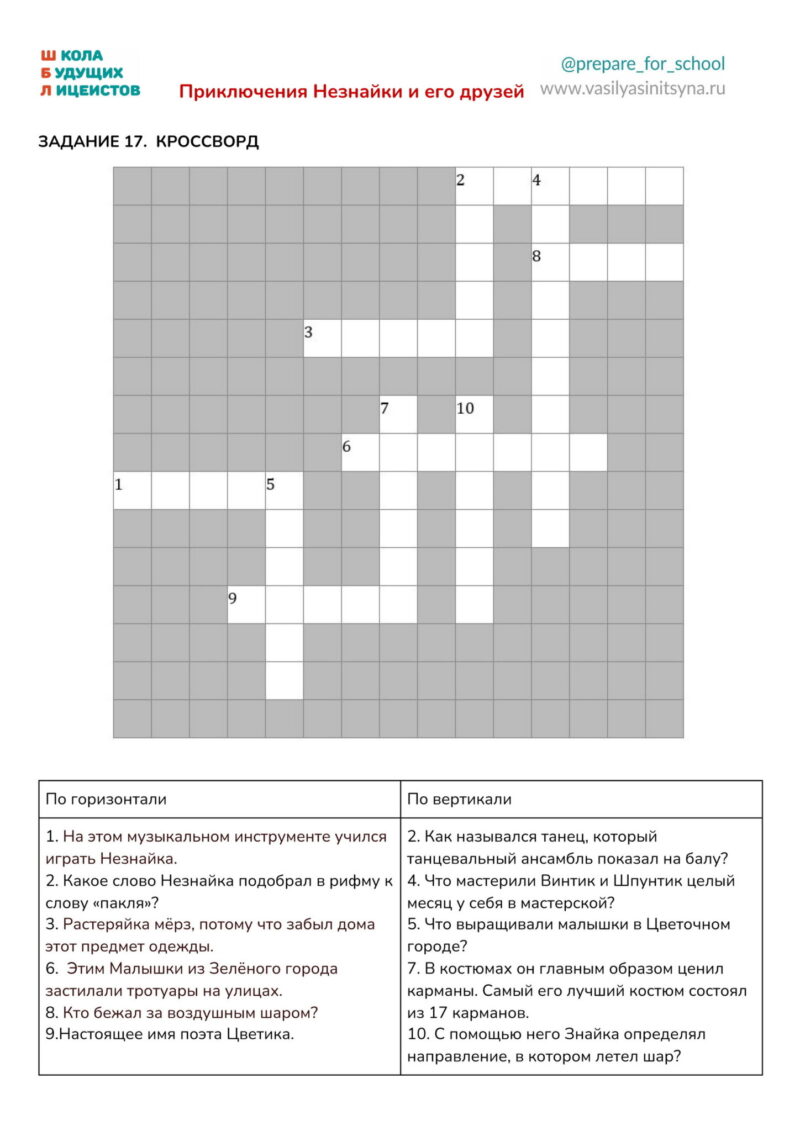 Незнайка 1 ПРИКЛЮЧЕНИЯ НЕЗНАЙКИ И ЕГО ДРУЗЕЙ, викторина