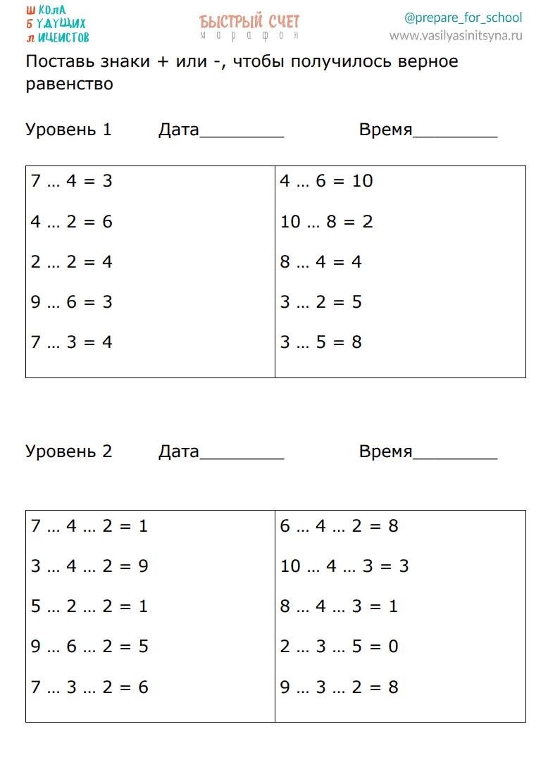 Математические примеры для дошкольников. Состав числа